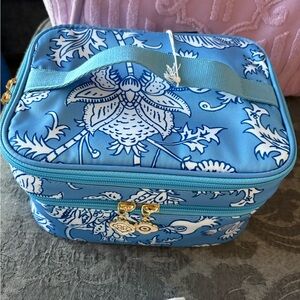 Roller Rabbit Blue Floral Cosmetic Case